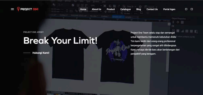 Tampilan website Project One Jersey